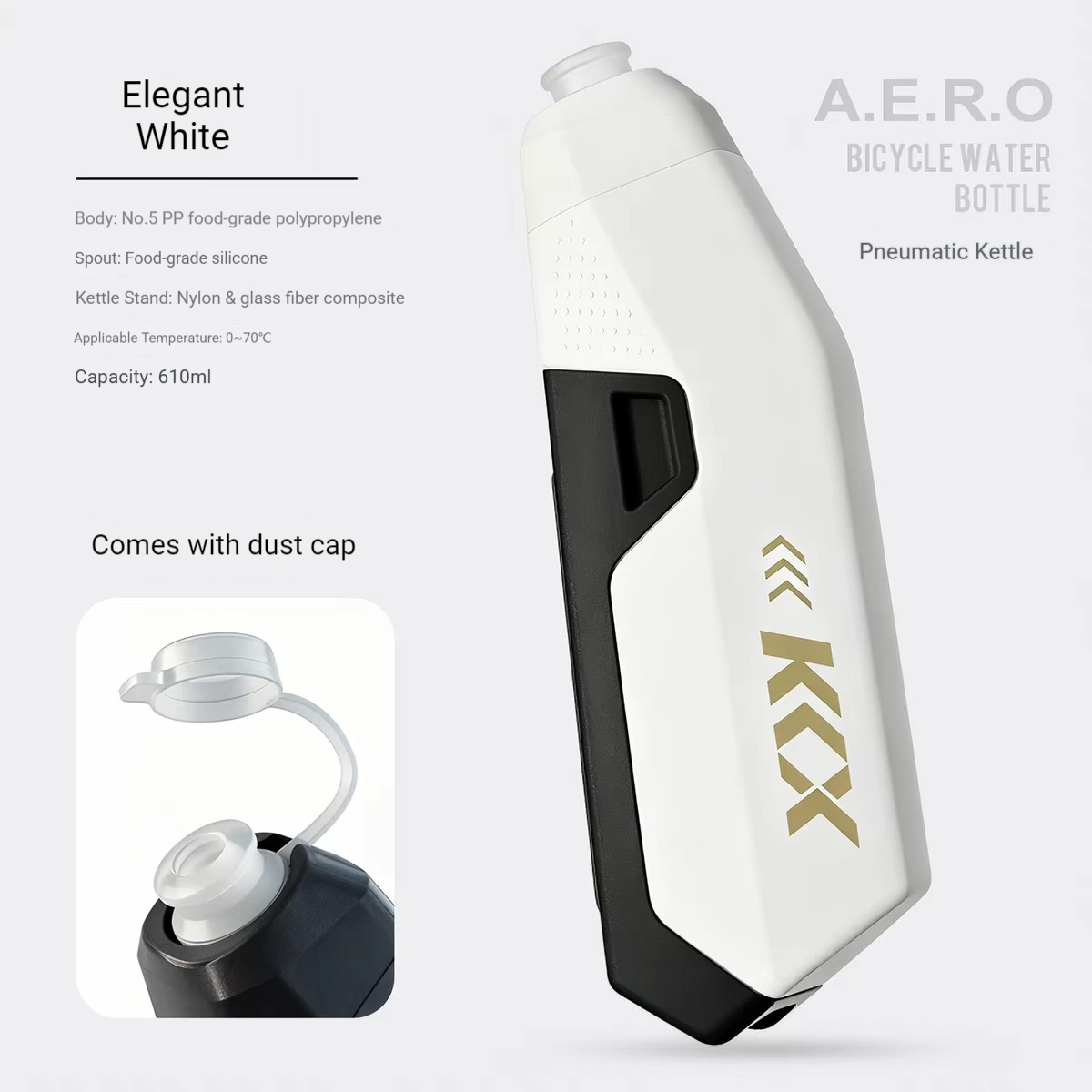 Mountain Biking Water Bottle - 610ML大容量エアロダイナミックウォーターボトル、スクイーズスポーツケトル、エアロロードバイクMTBサイクリングアクセサリー用ケージセット付き