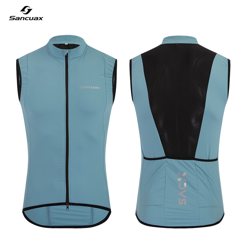 Mountain Biking Vest - SANCUAX 夏サイクリングノースリーブジャージ防風ロードバイクライディングベストマウンテンバイク防水 2 ウェイジッパーサイクリングジレ