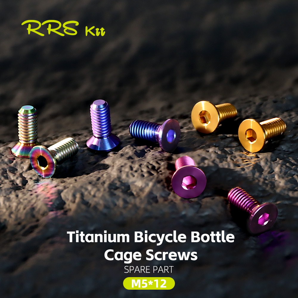 Mountain Biking Water Bottle - Rrskit 自転車 2 個チタンボトルケージネジ M5x12mm 超軽量ボトルケージ取付ボルトロードバイクマウンテンバイクアクセサリー