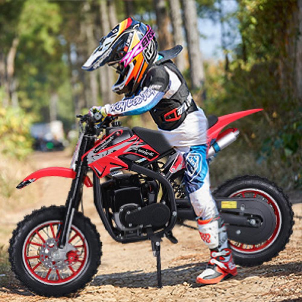 Mountain Biking Kids - 49cc 4ストロークキッズダートバイク、ガソリンエンジンモトクロス、マウンテンオフロードミニバイク、ディスクブレーキ付きポケットバイク