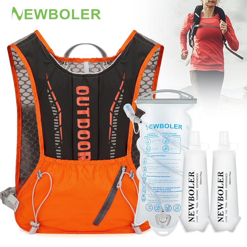 Mountain Biking Vest - NEWBOLER アウトドアスポーツランニングバッグ 通気性のあるハイドレーションジョギングバックパック 軽量サイクリングバックパック ウォーターボトル付き