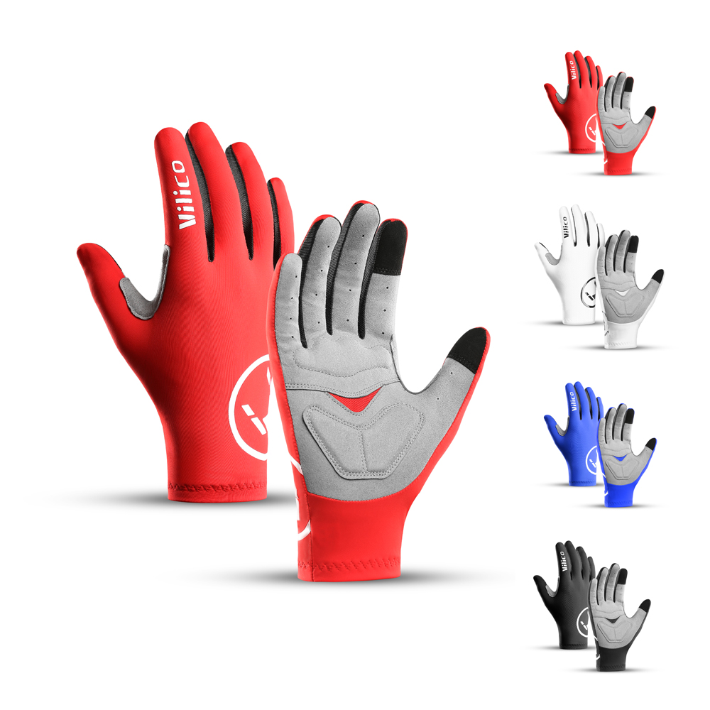 Mountain Biking Gloves - 1ペアのVilicoフルフィンガーサイクリンググローブ、タッチスクリーン対応、通気性、軽量、ロードバイク、マウンテンサイクリング用ハンドグローブ