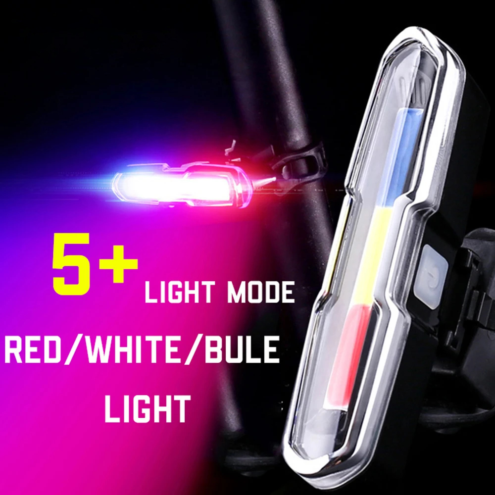 防水USB充電式LED自転車テールライト、赤/青/白フラッシ - Mountain Biking Blue Mountains のレビューと価格