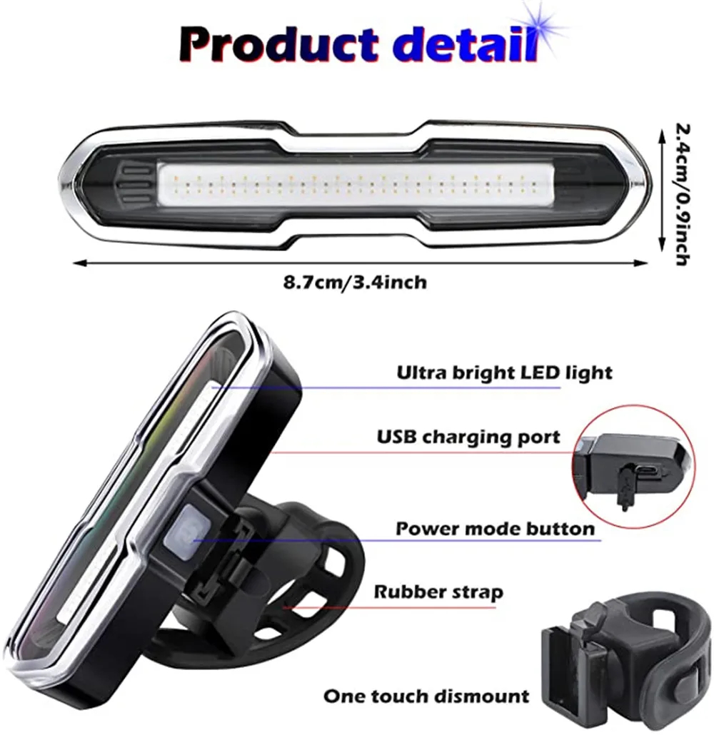 防水USB充電式LED自転車テールライト、赤/青/白フラッシ - Mountain Biking Blue Mountains のレビューと価格