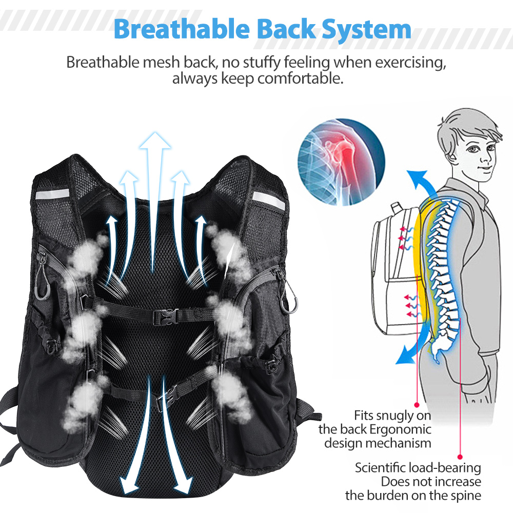 ウォーターボトル付きランニングバックパックベスト、軽量自転車 - Mountain Biking Vest のレビューと価格