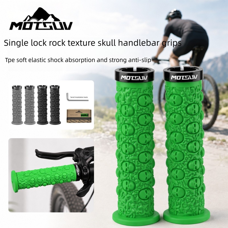 自転車ハンドルバーグリップ、スカルロックオンTPE滑り止めハ - Mountain Biking Gloves のレビューと価格