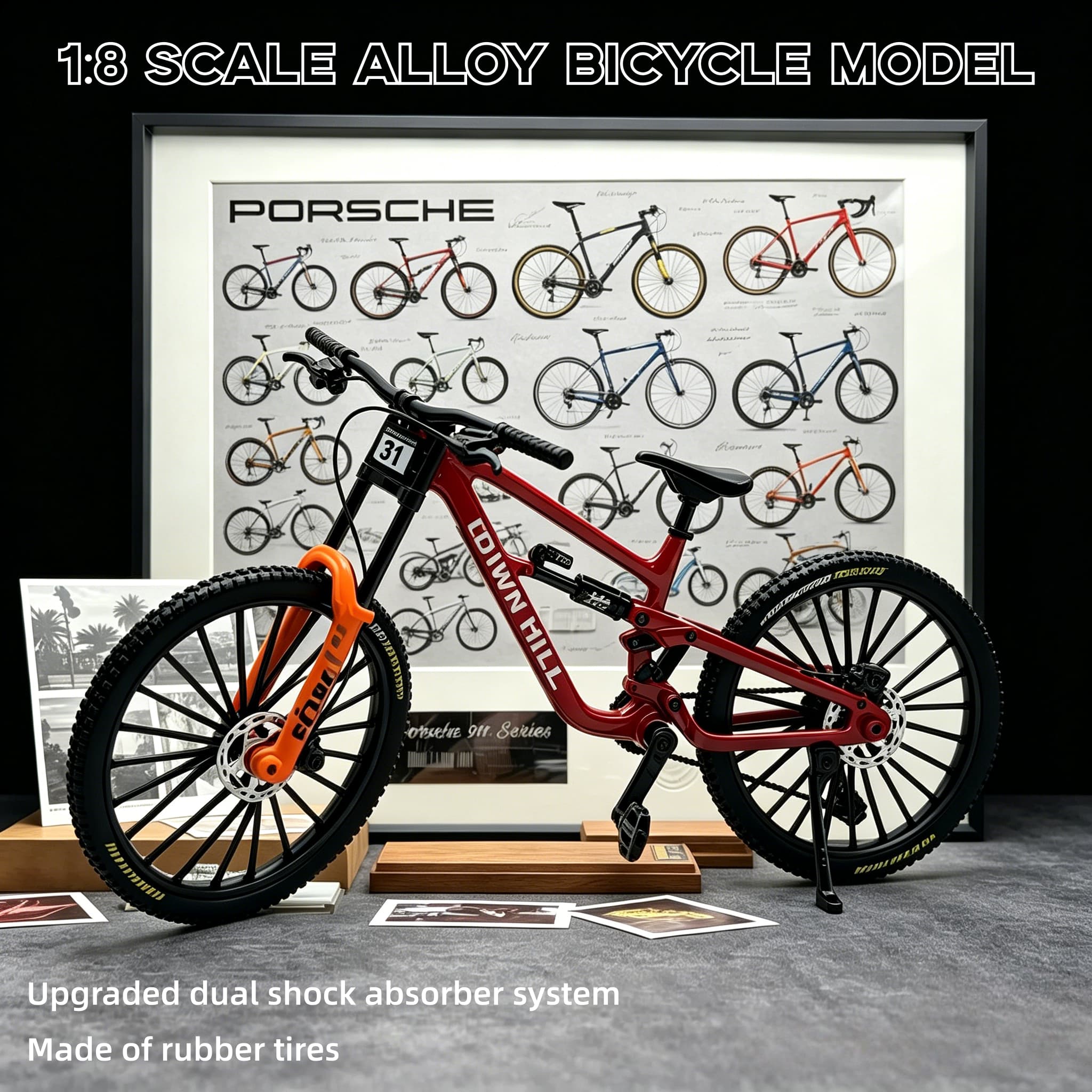 1:8スケール合金製ダウンヒルマウンテンバイクモデル、可動ホ - Mountain Biking Track のレビューと価格