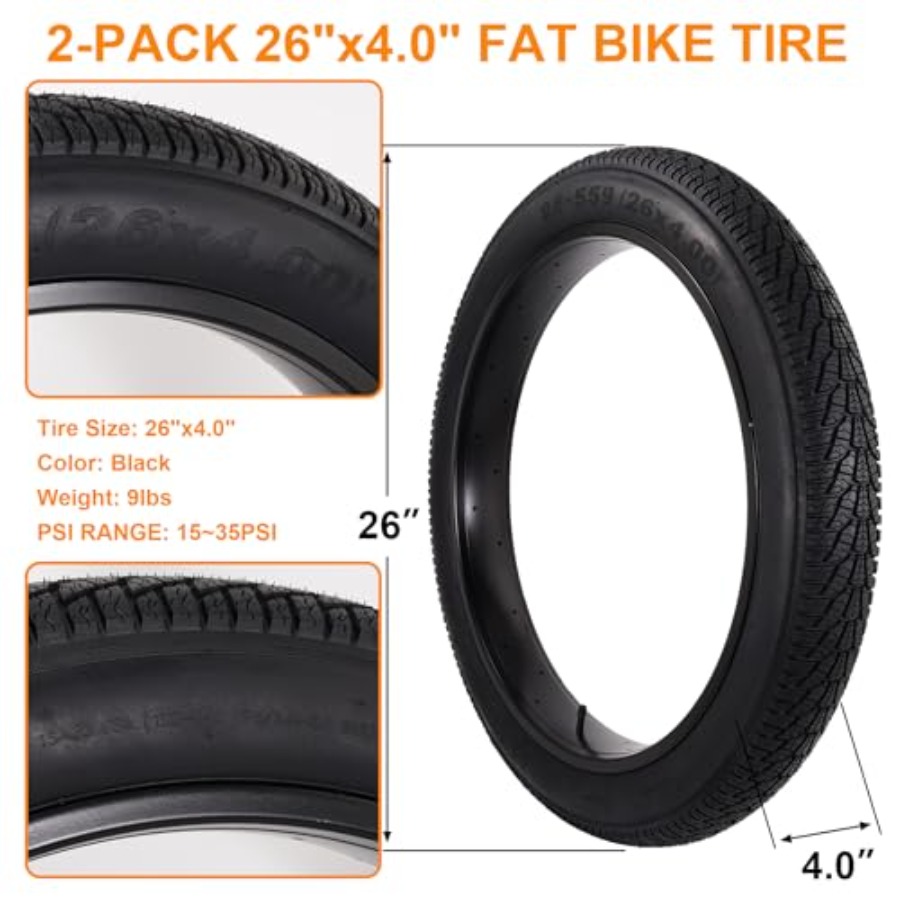 2パック 26x4.0 ファットバイクタイヤ、26インチ マ - Mountain Biking Youtube のレビューと価格
