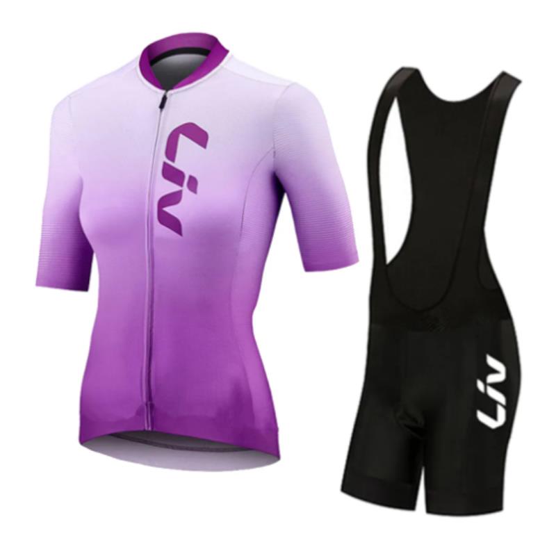 Liv-女性用サイクリングジャージとよだれかけショーツ,半袖 - Mountain Biking Shorts のレビューと価格