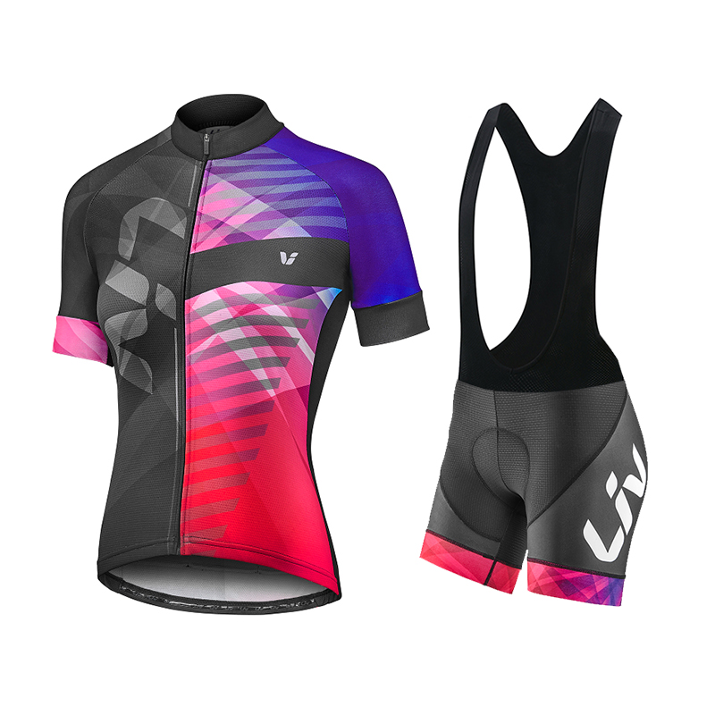 Liv-女性用サイクリングジャージとよだれかけショーツ,半袖 - Mountain Biking Shorts のレビューと価格